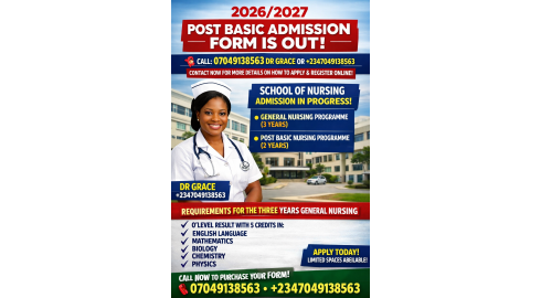 LPG-In-Nigeria Marketplace Product - Oba Ademola II School of Basic Midwifery, Abeokuta,2026/2027  Post Basic Nursing Admission Form