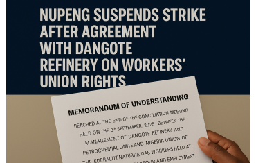 NUPENG Suspends Strike After Agreement With Dangote Refinery on Workers’ Union Rights